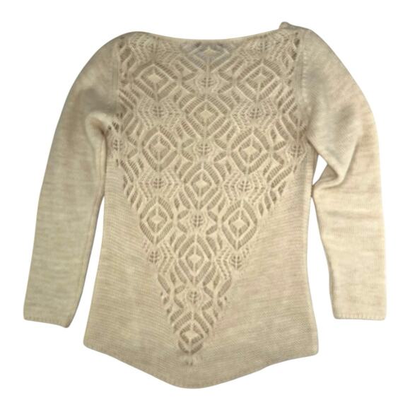Bianca B Italian Wool Blend Knit Sweater Cutout Design Cream Womens Sz Lg EUC - Picture 1 of 8